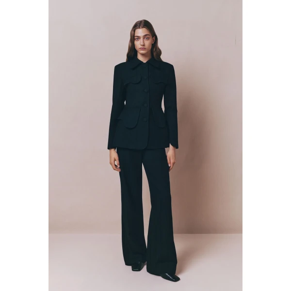 Destree Black utility button-front jacket - Destree - Graphic Parisian Fashion - Shop at Luxury Shoes 
