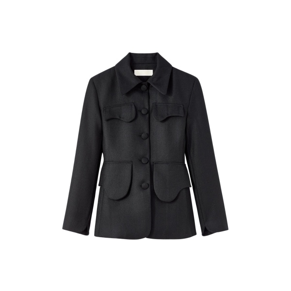 Destree Black utility button-front jacket - Destree - Graphic Parisian Fashion - Shop at Luxury Shoes 