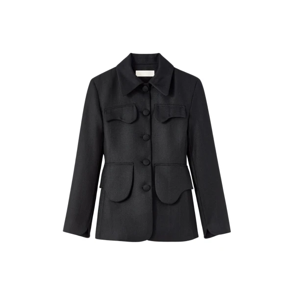 Destree Black utility button-front jacket - Destree - Graphic Parisian Fashion - Shop at Luxury Shoes 