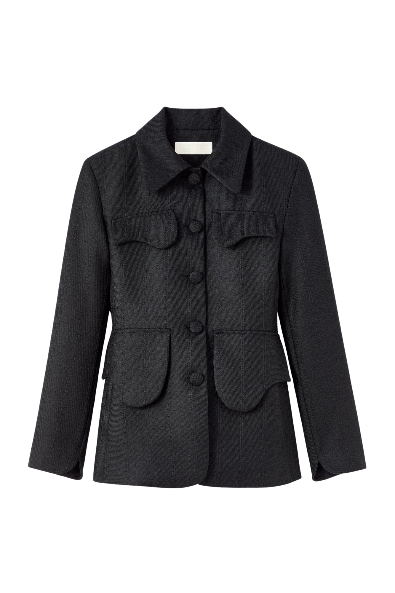 Destree Black utility button-front jacket - Destree - Graphic Parisian Fashion - Shop at Luxury Shoes 