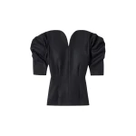 Destree Black virgin wool sculptural top with puffed sleeves - Destree - Graphic Parisian Fashion - Shop at Luxury Shoes 