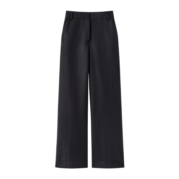 Destree Black wool wide-leg trousers - Destree - Graphic Parisian Fashion - Shop at Luxury Shoes 