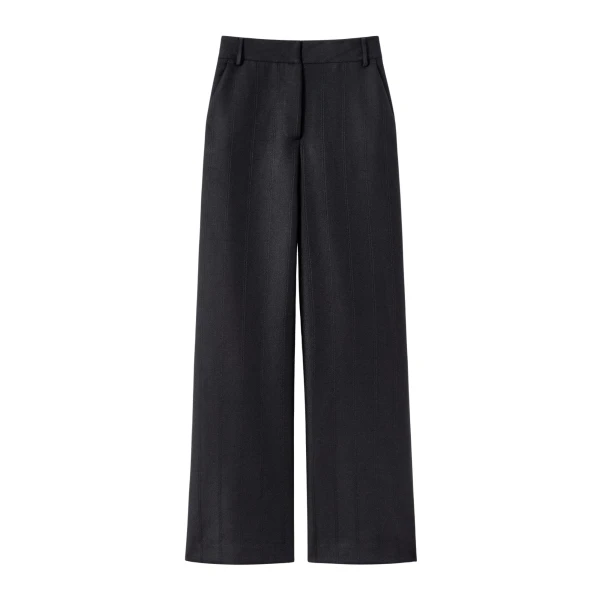 Destree Black wool wide-leg trousers - Destree - Graphic Parisian Fashion - Shop at Luxury Shoes 
