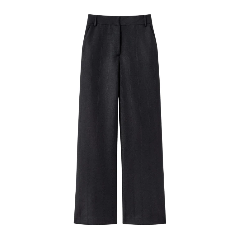 Destree Black wool wide-leg trousers - Destree - Graphic Parisian Fashion - Shop at Luxury Shoes 