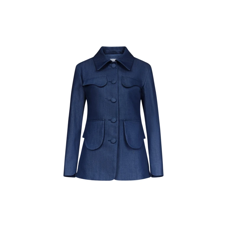 Destree Blue denim utility button-front jacket - Destree - Graphic Parisian Fashion - Shop at Luxury Shoes 