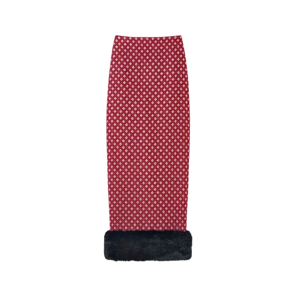 Destree Burgundy & gold jacquard skirt with faux fur trim - Destree - Graphic Parisian Fashion - Shop at Luxury Shoes 