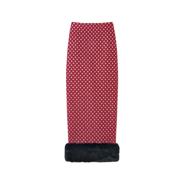 Destree Burgundy & gold jacquard skirt with faux fur trim - Destree - Graphic Parisian Fashion - Shop at Luxury Shoes 