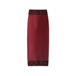 Destree Burgundy midi skirt with embroidered details - Destree - Graphic Parisian Fashion - Shop at Luxury Shoes 