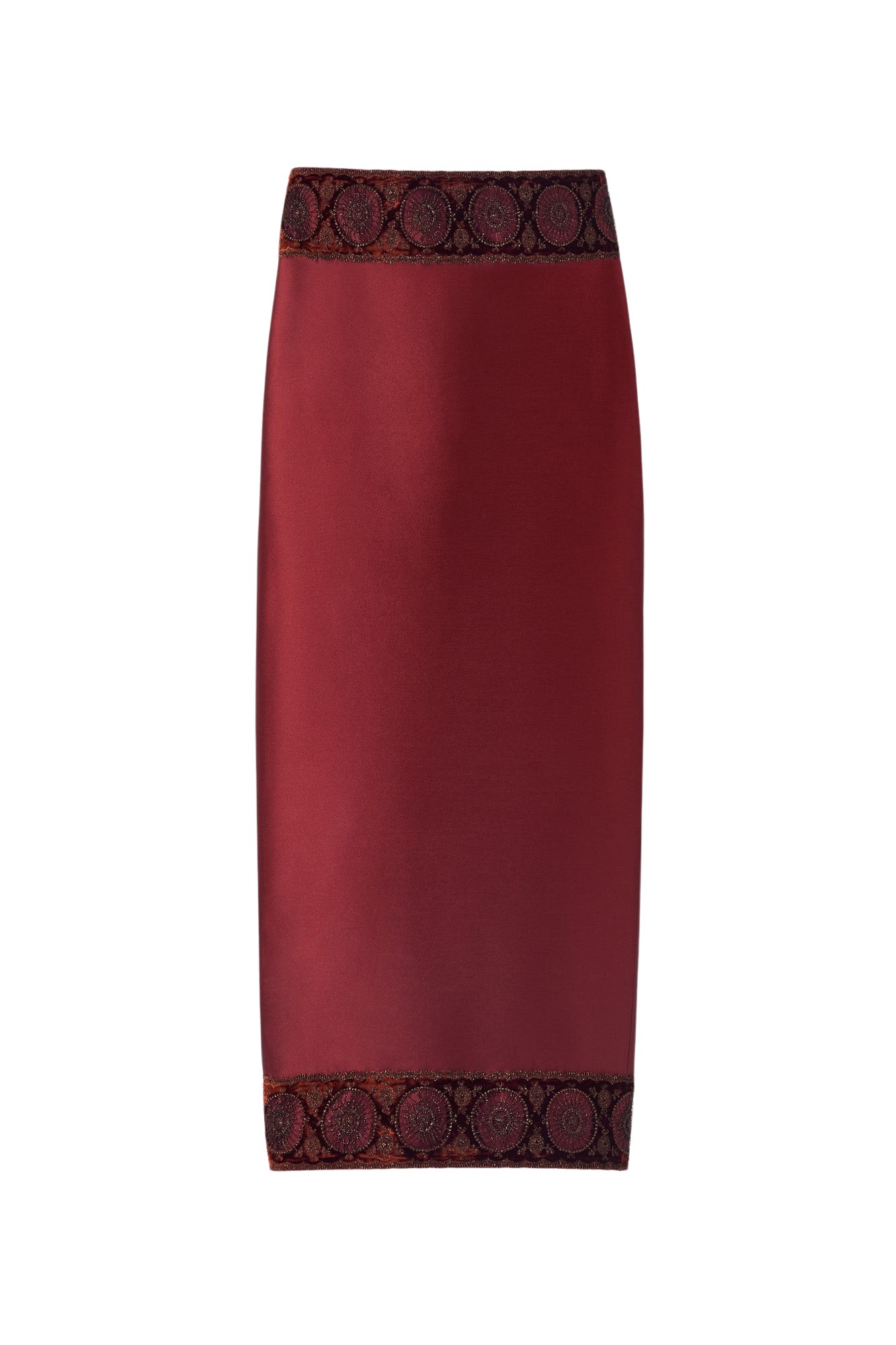 Destree Burgundy midi skirt with embroidered details - Destree - Graphic Parisian Fashion - Shop at Luxury Shoes 