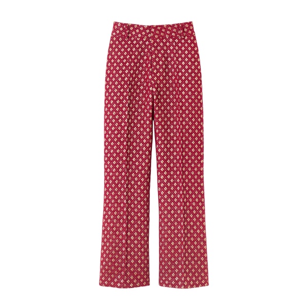 Destree Burgundy straight pants with golden details - Destree - Graphic Parisian Fashion - Shop at Luxury Shoes 