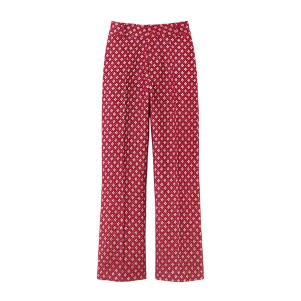 Destree Burgundy straight pants with golden details - Destree - Graphic Parisian Fashion - Shop at Luxury Shoes 