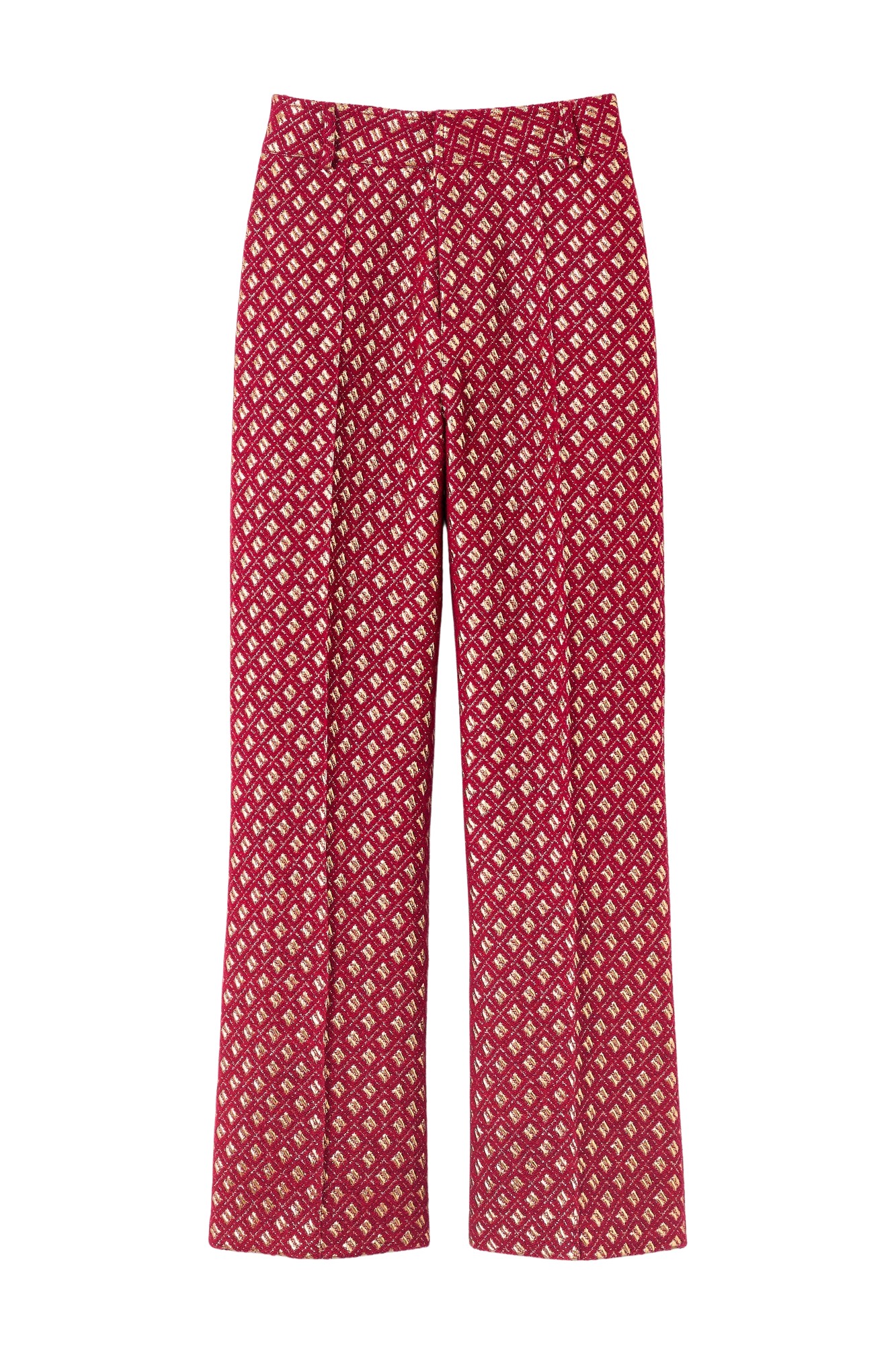 Destree Burgundy straight pants with golden details - Destree - Graphic Parisian Fashion - Shop at Luxury Shoes 