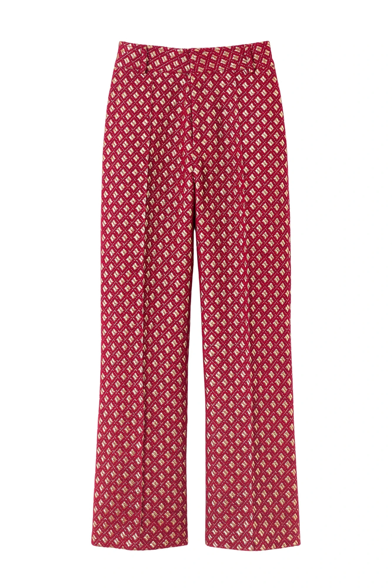 Destree-Burgundy-straight-pants-with-golden-details39719_nobg Destree Burgundy straight pants with golden details - Destree - Graphic Parisian Fashion - Shop at Luxury Shoes