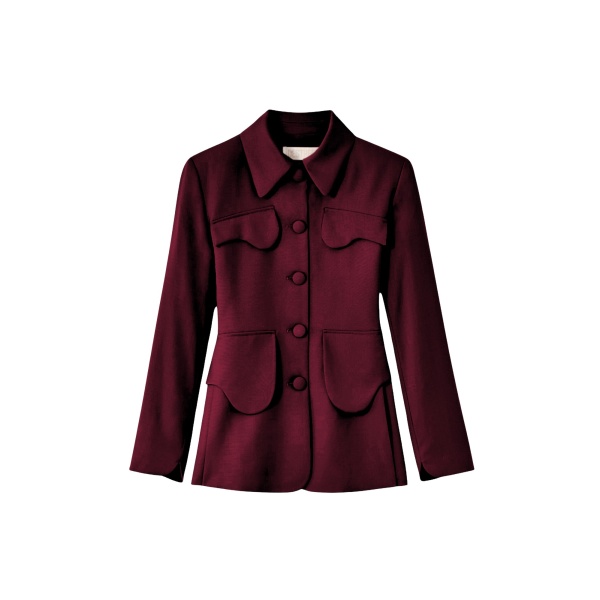 Destree Burgundy velvet utility button-front jacket - Destree - Graphic Parisian Fashion - Shop at Luxury Shoes 