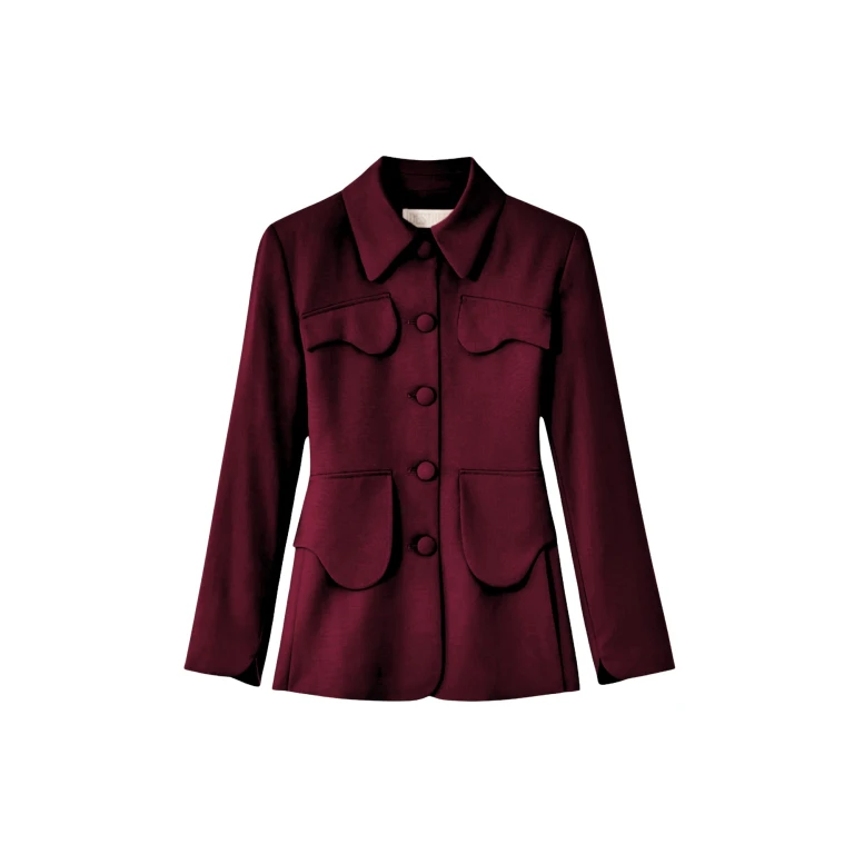 Destree Burgundy velvet utility button-front jacket - Destree - Graphic Parisian Fashion - Shop at Luxury Shoes 