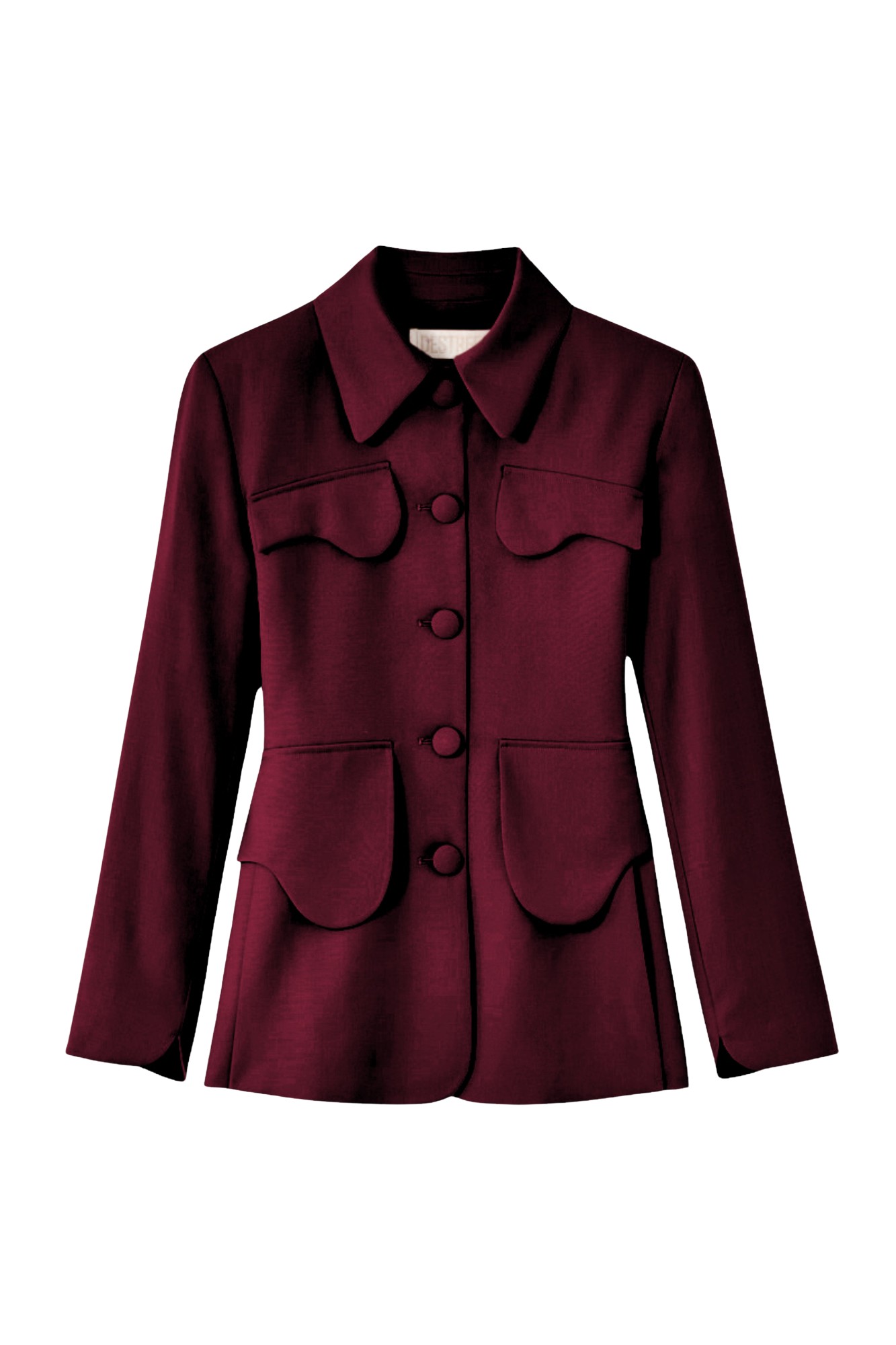 Destree Burgundy velvet utility button-front jacket - Destree - Graphic Parisian Fashion - Shop at Luxury Shoes 