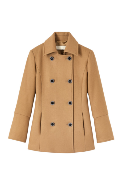 Destree Camel double-breasted virgin wool coat - Destree - Graphic Parisian Fashion - Shop at Luxury Shoes 