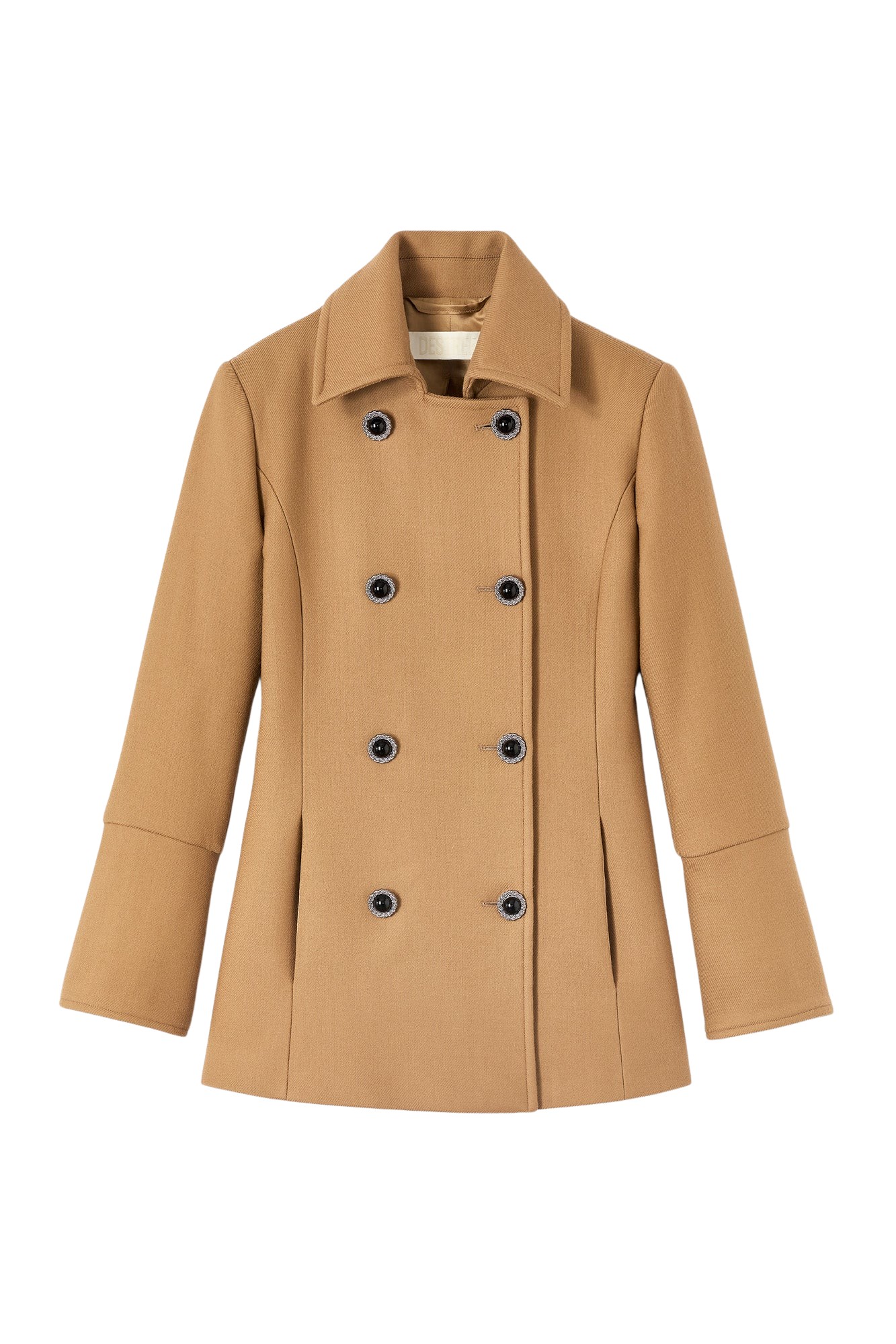 Destree Camel double-breasted virgin wool coat