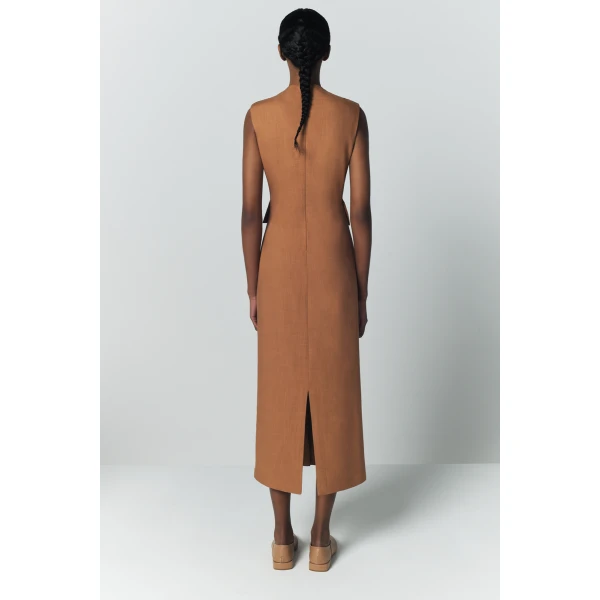 Destree Camel sleeveless midi dress - Destree - Graphic Parisian Fashion - Shop at Luxury Shoes 
