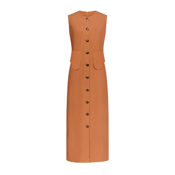 Destree Camel sleeveless midi dress - Destree - Graphic Parisian Fashion - Shop at Luxury Shoes 