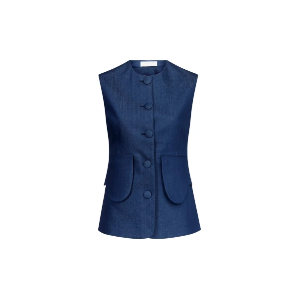 Destree Denim blue button-front vest - Destree - Graphic Parisian Fashion - Shop at Luxury Shoes 
