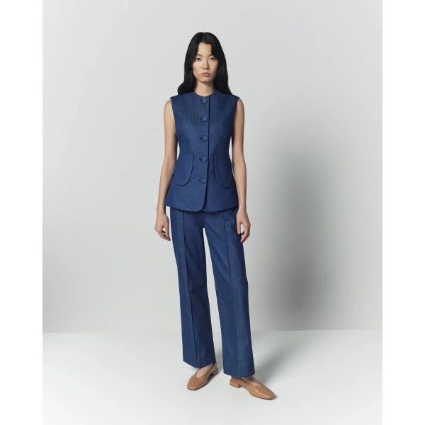 Destree Denim blue straight pants - Destree - Graphic Parisian Fashion - Shop at Luxury Shoes 