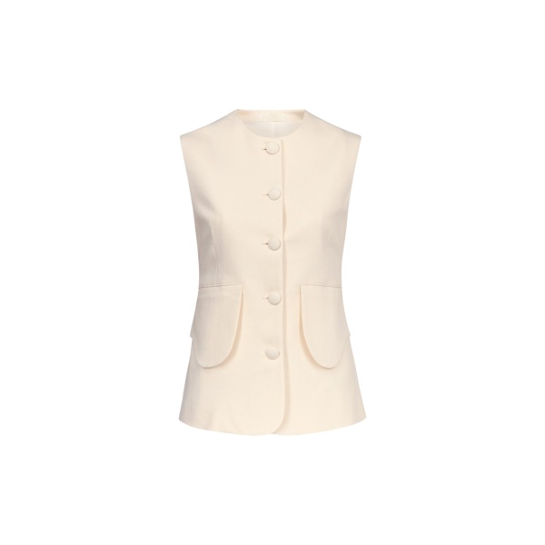 Destree Denim ecru button-front vest - Destree - Graphic Parisian Fashion - Shop at Luxury Shoes 