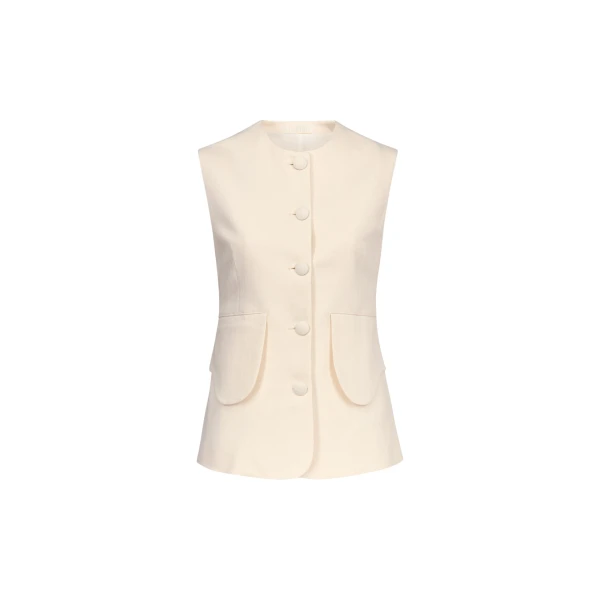 Destree Denim ecru button-front vest - Destree - Graphic Parisian Fashion - Shop at Luxury Shoes 