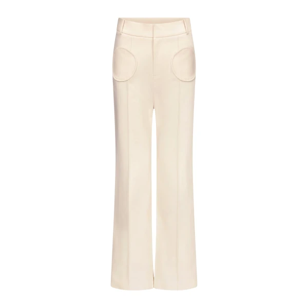 Destree Denim ecru flared pants with circular pocket details - Destree - Graphic Parisian Fashion - Shop at Luxury Shoes 