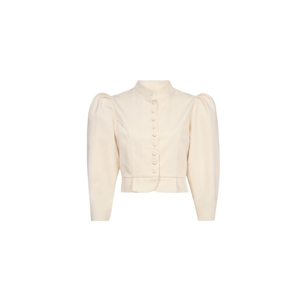 Destree Denim ecru puff sleeve jacket - Destree - Graphic Parisian Fashion - Shop at Luxury Shoes 