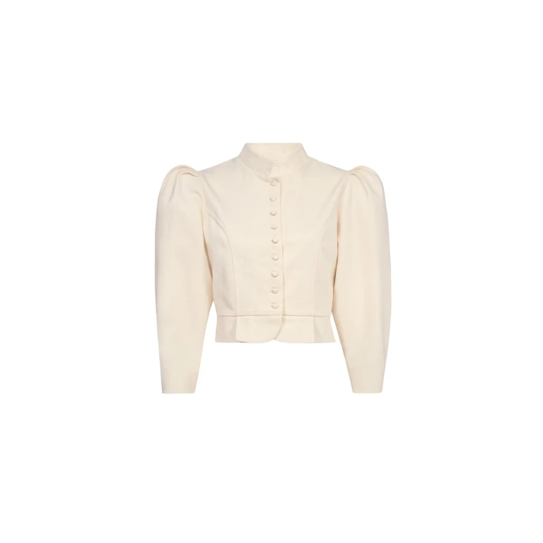 Destree Denim ecru puff sleeve jacket - Destree - Graphic Parisian Fashion - Shop at Luxury Shoes 