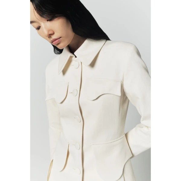 Destree Denim ecru utility button-front jacket - Destree - Graphic Parisian Fashion - Shop at Luxury Shoes 