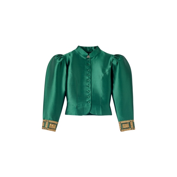 Destree Forest satin puff sleeves jacket with embroidered details - Destree - Graphic Parisian Fashion - Shop at Luxury Shoes 
