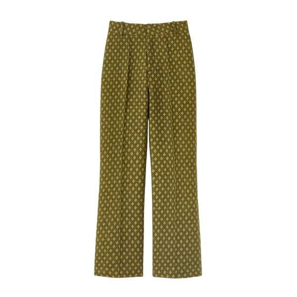 Destree Green jacquard straight pants - Destree - Graphic Parisian Fashion - Shop at Luxury Shoes 