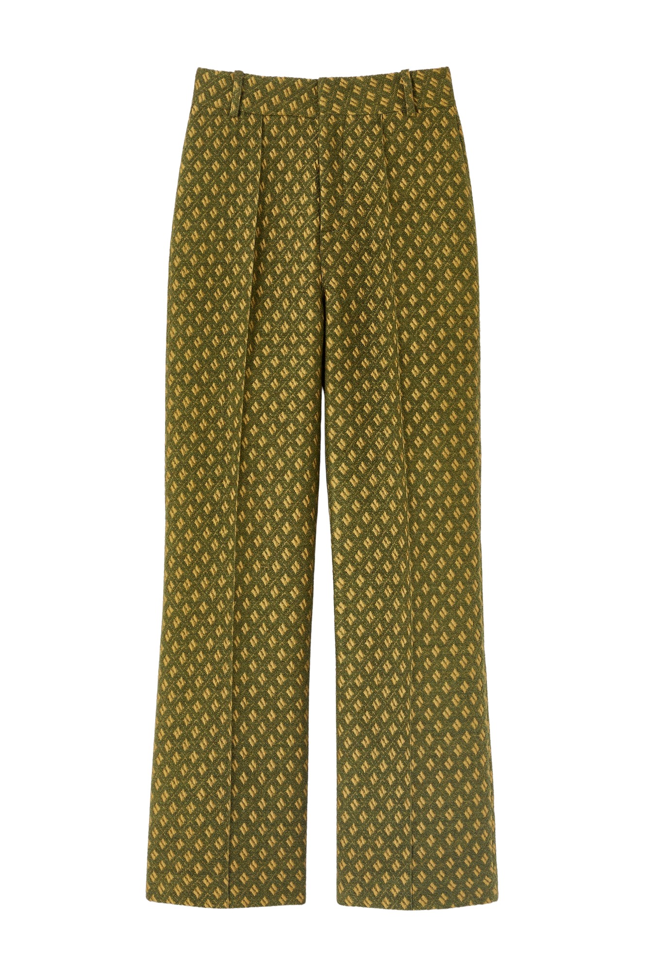 Destree Green jacquard straight pants - Destree - Graphic Parisian Fashion - Shop at Luxury Shoes 