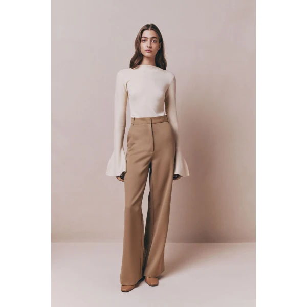 Destree Light Beige Serge Trousers - Destree - Graphic Parisian Fashion - Shop at Luxury Shoes 