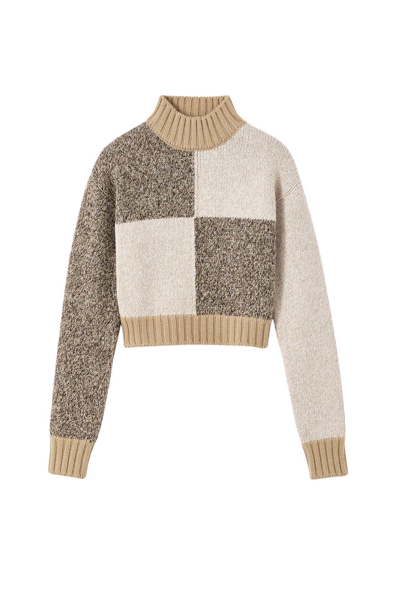 Destree Patchwork cropped sweater in merino wool blend