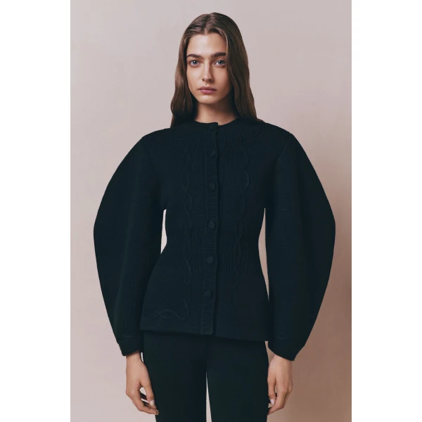 Destree Structured black embroided knit jacket - Destree - Graphic Parisian Fashion - Shop at Luxury Shoes 