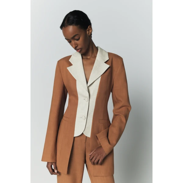 Destree Two-tone camel jacket with contrasting lapel - Destree - Graphic Parisian Fashion - Shop at Luxury Shoes 