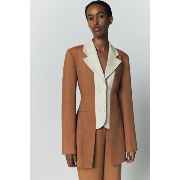 Destree Two-tone camel jacket with contrasting lapel - Destree - Graphic Parisian Fashion - Shop at Luxury Shoes 