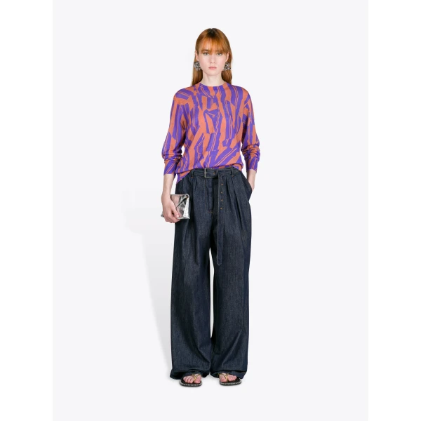 Dries Van Noten Belted Denim Pants - Dries Van Noten Pants - Belgian Fashion Design - Shop at Luxury Shoes 