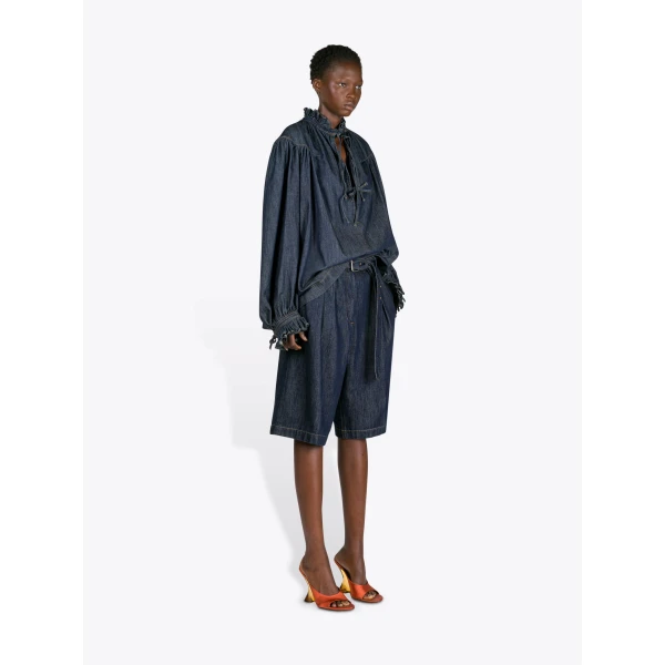 Dries Van Noten Belted Denim Shorts - Dries Van Noten Shorts - Belgian Fashion Design - Shop at Luxury Shoes 