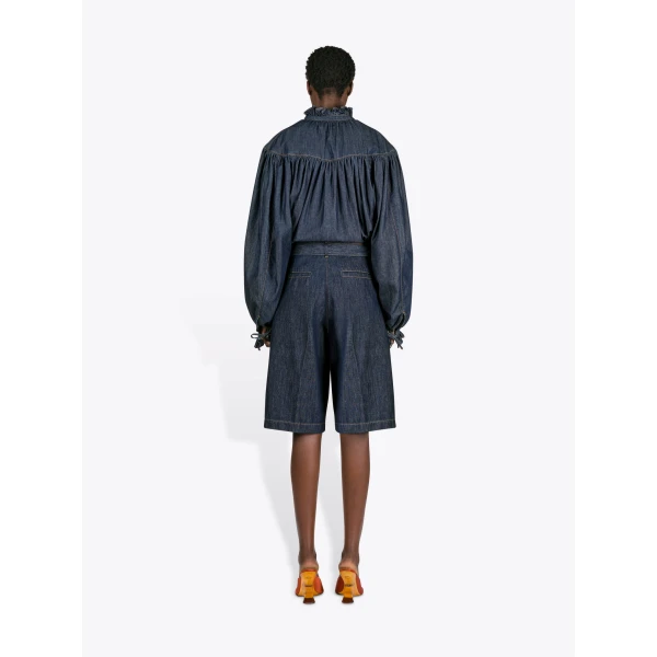 Dries Van Noten Belted Denim Shorts - Dries Van Noten Shorts - Belgian Fashion Design - Shop at Luxury Shoes 