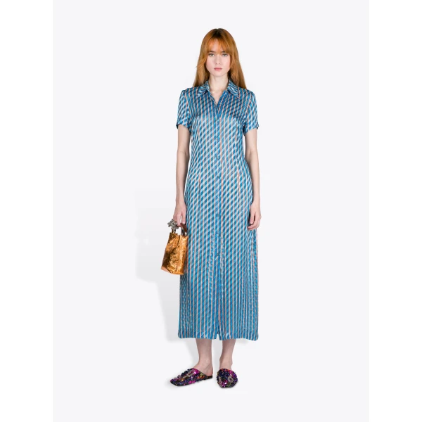 Dries Van Noten Devoré Shirt Dress - Dries Van Noten Dresses - Belgian Fashion Design - Shop at Luxury Shoes 