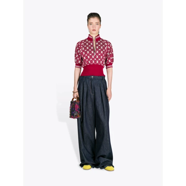 Dries Van Noten Ribbed Jacquard Sweater - Dries Van Noten Knitwear - Belgian Fashion Design - Shop at Luxury Shoes 