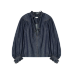 Dries Van Noten Ruffled Denim Shirt - Dries Van Noten Tops - Belgian Fashion Design - Shop at Luxury Shoes 