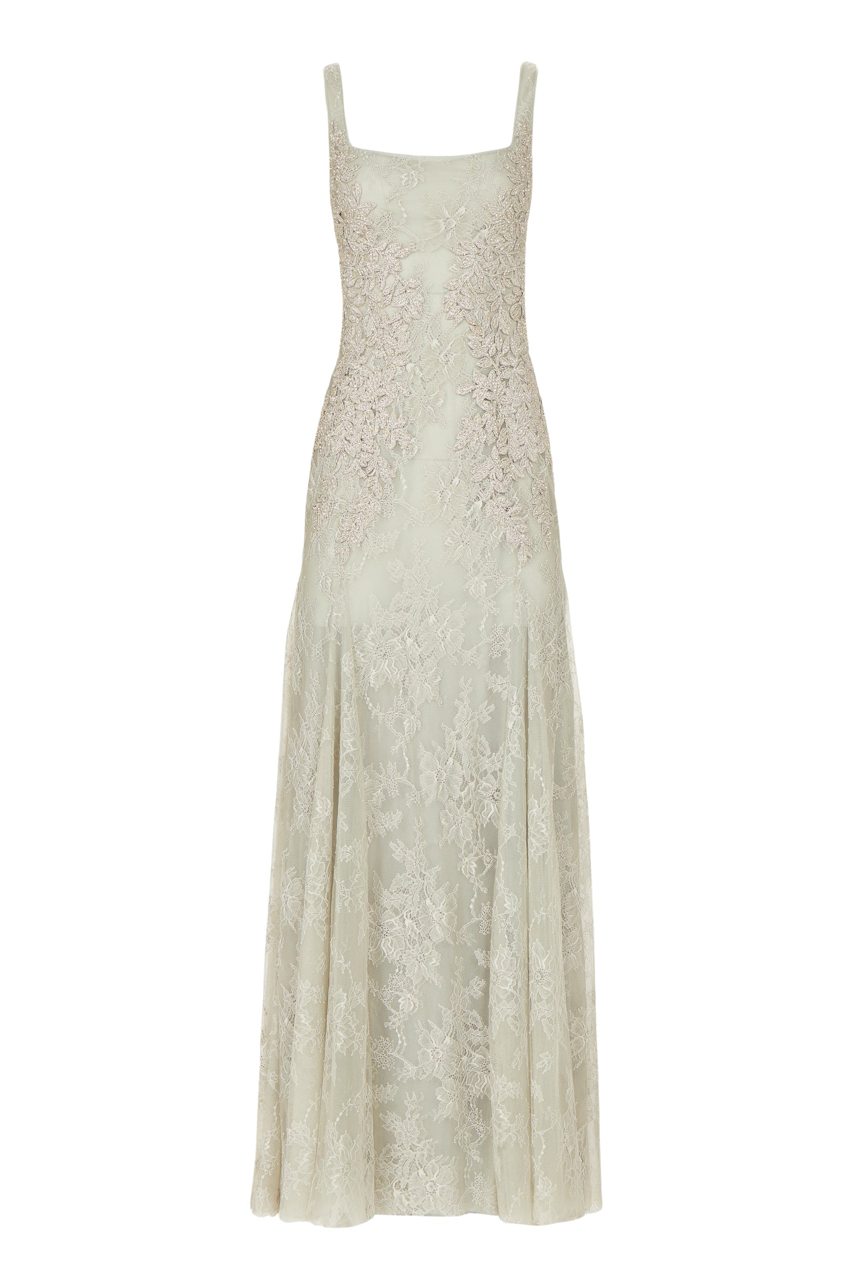Costarellos Elysia Lace Square-Neck Gown