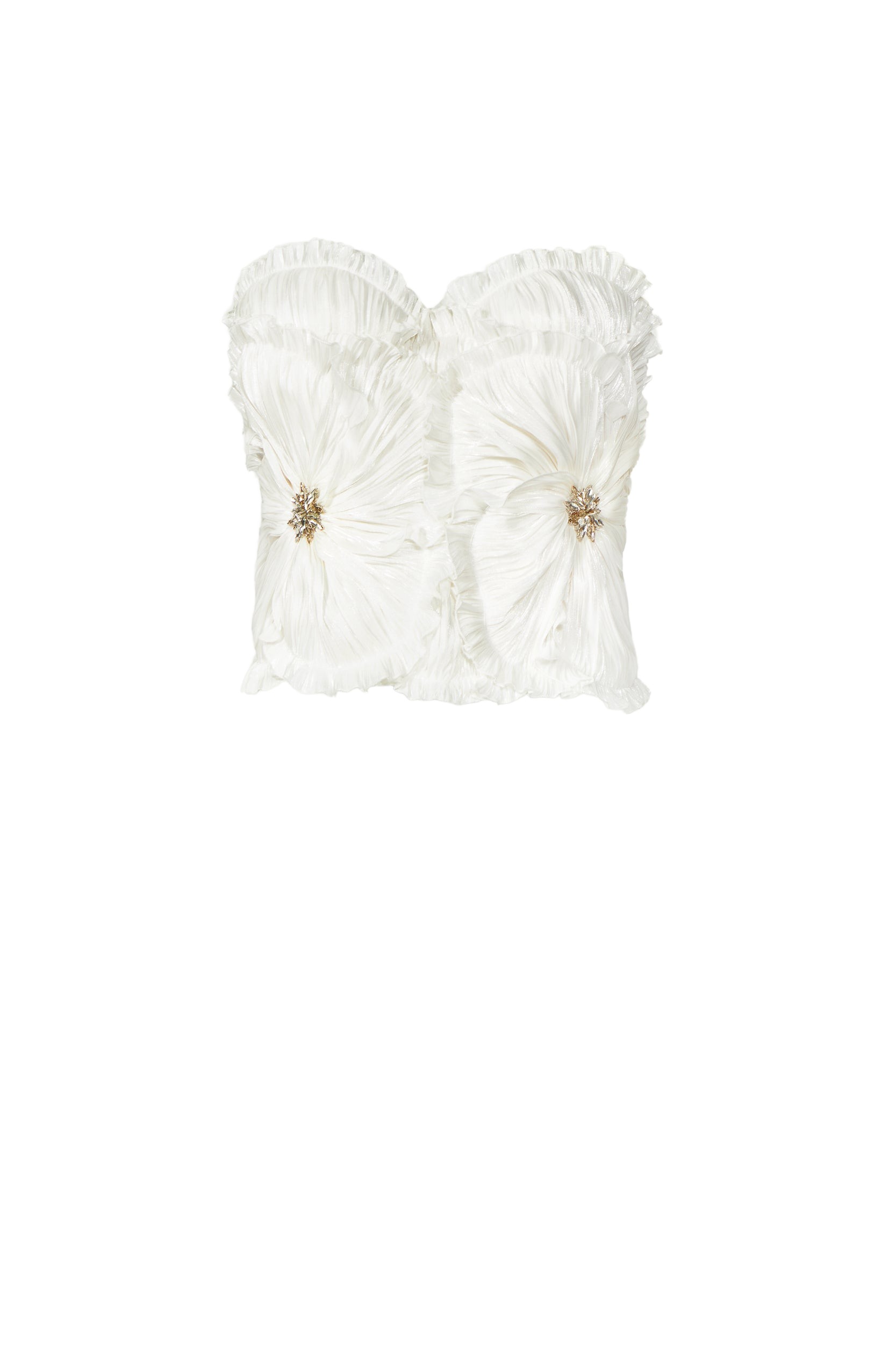Costarellos Ezra Lurex Georgette Bustier Top