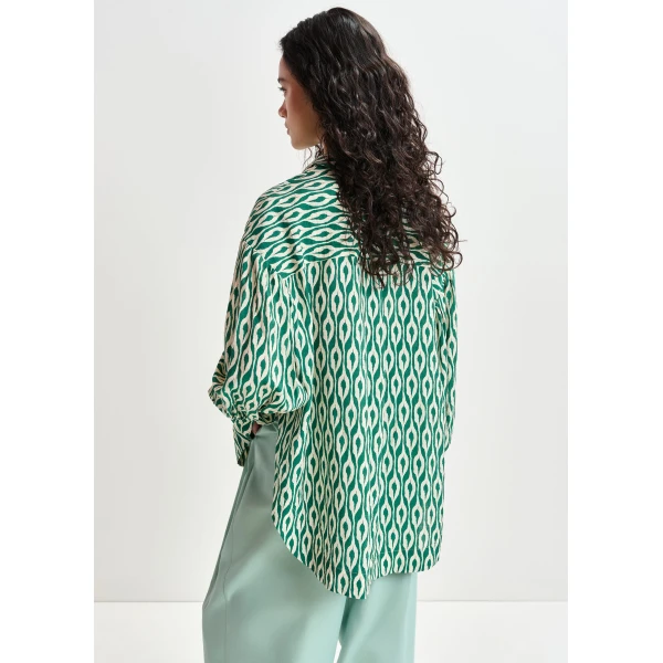 Essentiel Antwerp Green and beige printed shirt - Essentiel Antwerp Shirts - Colorful Belgian Design - Shop at Luxury Shoes 