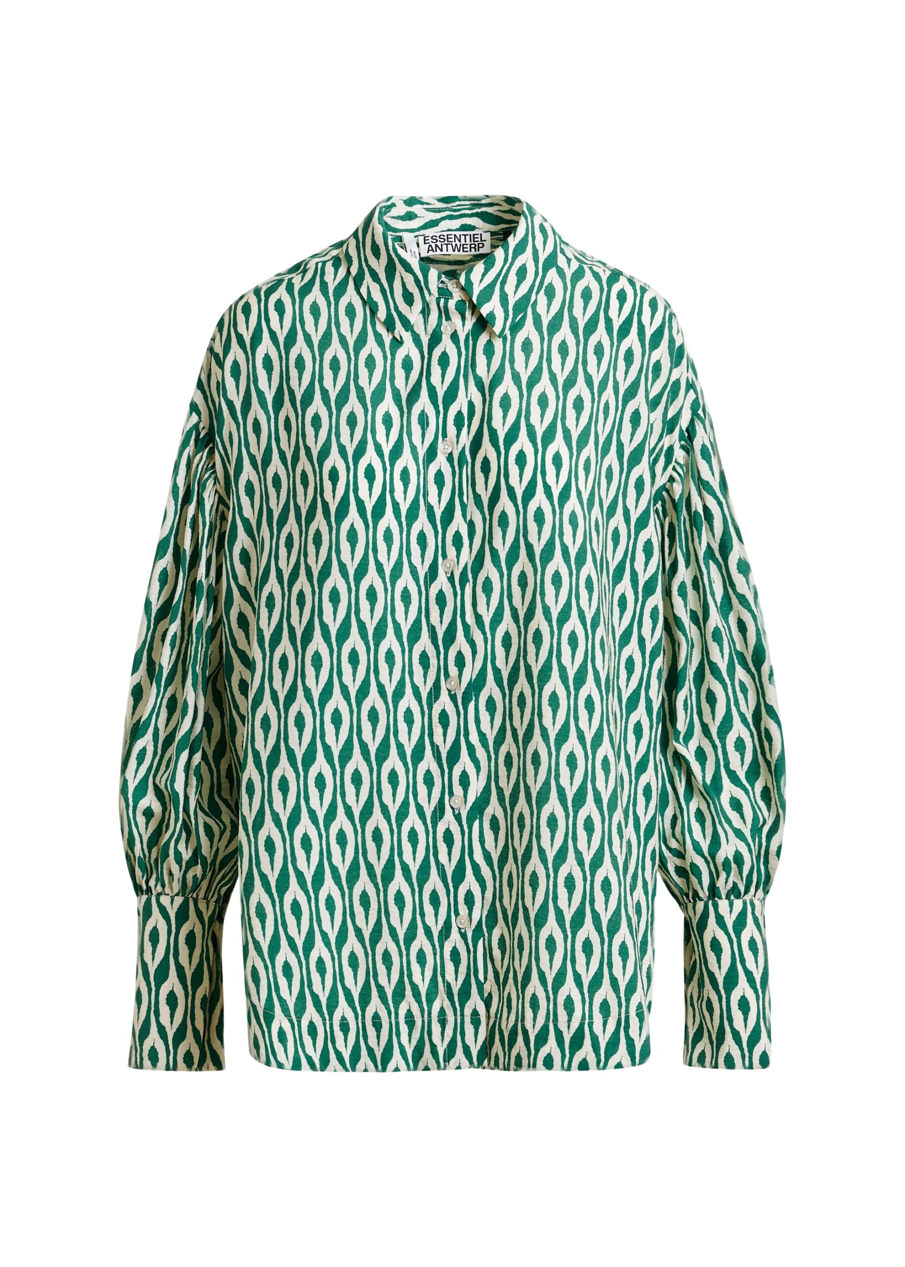 Essentiel Antwerp Green and beige printed shirt